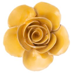 Chive France 1.77 in. H X 3.7 in. L Glazed Yellow Ceramic Ranunculus Wall Flower