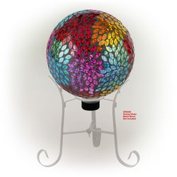 Alpine Multicolored Glass 12 in. H X 10 in. L X 10 in. W Leaf Gazing Ball