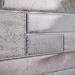 Smart Tiles 11.4 in. W X 22.5 in. L Gray Multiple Finish (Mosaic) Vinyl Adhesive Wall Tile 2 pc
