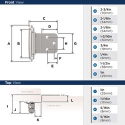 Amerock 2.75 in. L Polished Chrome Cabinet Hinge 2 pk