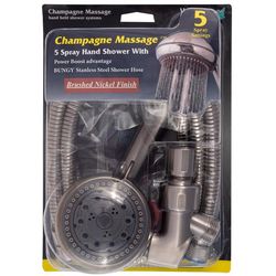 Whedon Champagne Massage Brushed Nickel Plastic 5 settings Handheld Showerhead 2 gpm