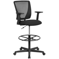 Flash Furniture Black Fabric Drafting Stool
