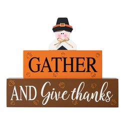 Glitzhome Thanksgiving Block Sign Wood 1 pc