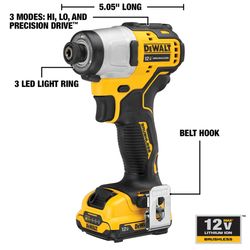 DEWALT 12V MAX XTREME 1/4 in. Cordless Brushless Impact Driver Kit (Battery & Charger)