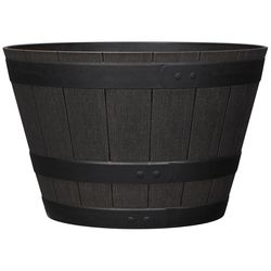 L&G Solutions 12 in. H X 19 in. W X 19 in. D X 19 in. D Polyresin Whiskey Barrel Planter Brown