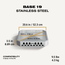 Breeo X Series 19 Stainless Steel Fire Pit Base 3.5 in. H X 20.6 in. W X 20.6 in. D