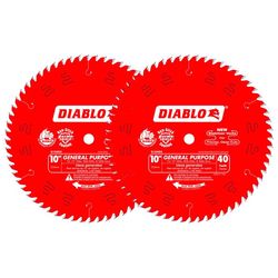 Diablo 10 in. D X 5/8 in. TiCo Hi-Density Carbide Circular Saw Blade Set 40 teeth 2 pk