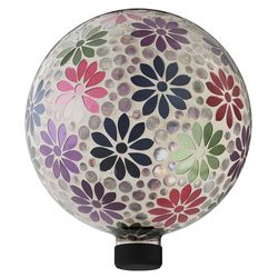 Alpine Multicolored Glass 12 in. H X 10 in. L X 10 in. W Mosaic Flower Gazing Ball