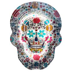 Spinfinity Designs Multi-color Stainless Steel 12 in. Sugar Skull Large Outdoor Spinner