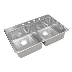 Franke Stainless Steel Top Mount 33 in. W X 22 in. L Double Bowl Kitchen Sink Silver