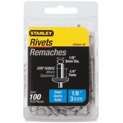 Stanley 1/8 in. D X 1/4 in. Steel Blind Rivets Silver 100 pk