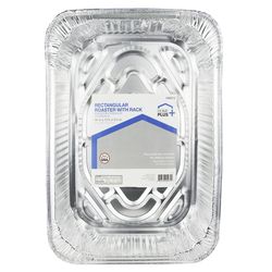 Home Plus Durable Foil Aluminum Roaster with Rack Silver