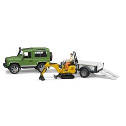 Bruder Land Rover Defender Truck with Excavator Toy Multicolored