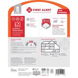 First Alert 10-Year Battery Photoelectric Slim Smoke Detector 1 pk