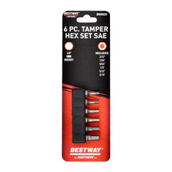 Mayhew Bestway Tamper Hex Screwdriver Bit Set S2 Tool Steel 6 pc