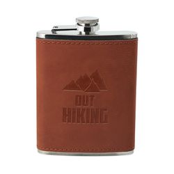 Pavilion Man Out Brown/Silver Stainless Steel/PU Leather Flask