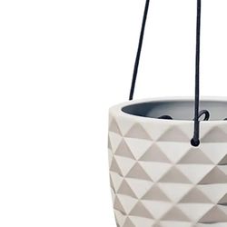 Chive Thimble 5 in. D Ceramic Hanging Planter Light Grey