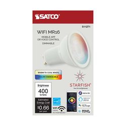 Satco Starfish MR16 GU10 Smart-Enabled LED Bulb Tunable White 50 Watt Equivalence 1 pk