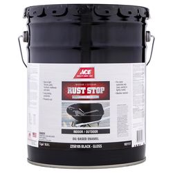 Ace Rust Stop Indoor and Outdoor Gloss Black Oil-Based Enamel Rust Prevention Paint 5 gal