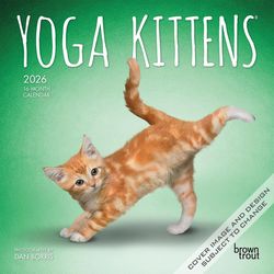 BrownTrout Publishers 2026 Mini .10 in. H X 7 in. L Multicolored Paper Yoga Kittens Calendar