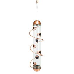 Songbird Essentials Wild Bird 1.5 lb Copper Spiral Sunflower Tube Bird Feeder 7 ports