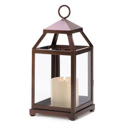 Gallery of Light Glass/Metal Bronze Lantern