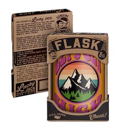 Lucky Jack 8 oz Stainless Steel Get High Hip Flask