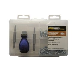 HILLMAN No. 2 Grade Hex/Slotted Flat Head Assorted Screw and Driver Assortment 1 pk