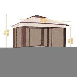 Crown Shade One Touch 150D Polyester Instant Gazebo Deluxe with Screen 13' x 13' Canopy with Screen