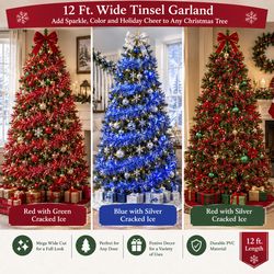 FC Young 12 ft. L Wide Tinsel Christmas Garland