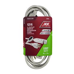 Ace Indoor 12 ft. L Beige Triple Outlet Cord 16/3 SJT