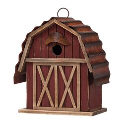 Glitzhome 10.25 in. H X 5.25 in. W X 9 in. L Metal and Wood Bird House