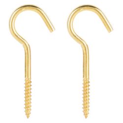 Ace Small Polished Brass Green Brass 3.375 in. L Ceiling Hook 40 lb 2 pk