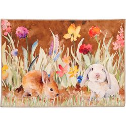 Olivia's Home 22 in. W X 32 in. L Multi-Color Springtime Bunnies Polyester Accent Rug