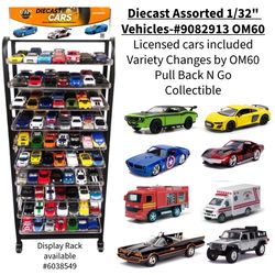 Diecast Pullback and Go 1/32 Collectible Licensed Assorted Vehicles Multicolored