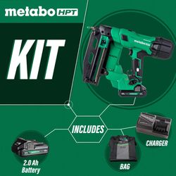 Metabo HPT 16 Ga. Cordless 0 deg Straight Finish Nailer Kit (Battery & Charger) 18 V