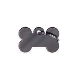 MyFamily Basic Black Chrome Bone Aluminum Cat/Dog Pet Tags Small