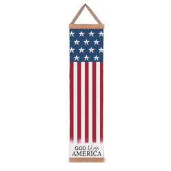 P Graham Dunn Multicolored Wood 43.75 in. H X 10.75 in. L X 0.5 in. W God Bless America Banner Decor