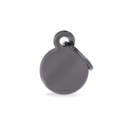 MyFamily Basic Black Chrome Circle Aluminum Cat/Dog Pet Tags Small