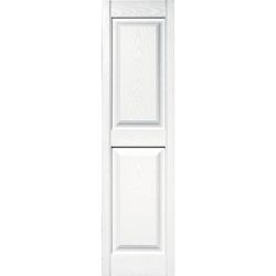 Builders Edge 55 in. H X 14.75 in. W White Raised Panel Vinyl Shutter 2 pk