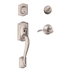 Schlage Camelot / Accent Satin Nickel Single Cylinder Handleset and Knob