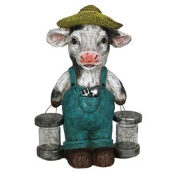 Exhart WindyWing Multicolored Resin 12.5 in. H X 8.5 in. L X 6.5 in. W Rustic Farmhouse Cow with Fir