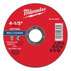 Milwaukee 4-1/2 in. D X 7/8 in. X .045 in. thick Metal Cut-Off Disc 1 pc