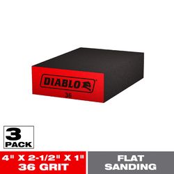 Diablo 4 in. L X 2-1/2 in. W X 1 in. 36 Grit Coarse Flat Surface Sanding Sponge