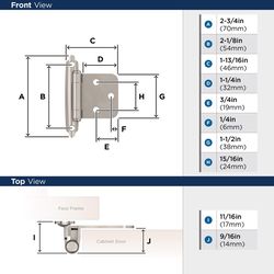 Amerock 1-3/4 in. W X 2-3/4 in. L Satin Nickel Silver Steel Self-Closing Hinge 2 pk
