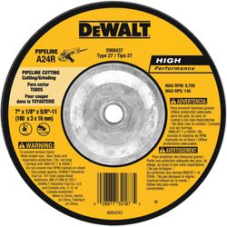 DeWalt High Performance 7 in. D X 5/8-11 in. X 1/8 in. thick Pipeline Metal Grinding Wheel 1 pc