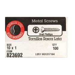 HILLMAN No. 10 Ga. X 1 in. L Phillips Oval Head Sheet Metal Screws 100 pk