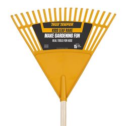 True Temper 55.75 in. 20 Tine Poly Kids Rake Wood Handle