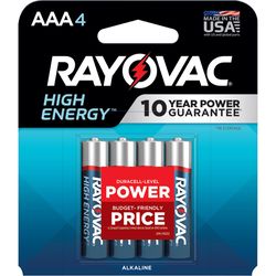 Rayovac High Energy AAA Alkaline Batteries 4 pk Carded