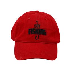 Pavilion Man Out Out Fishing Baseball Cap Red One Size Fits Most